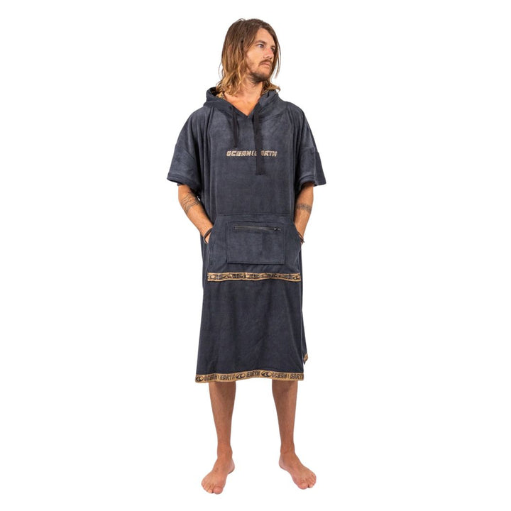 Ocean and Earth Mens Ignite Hooded Poncho Dull Black