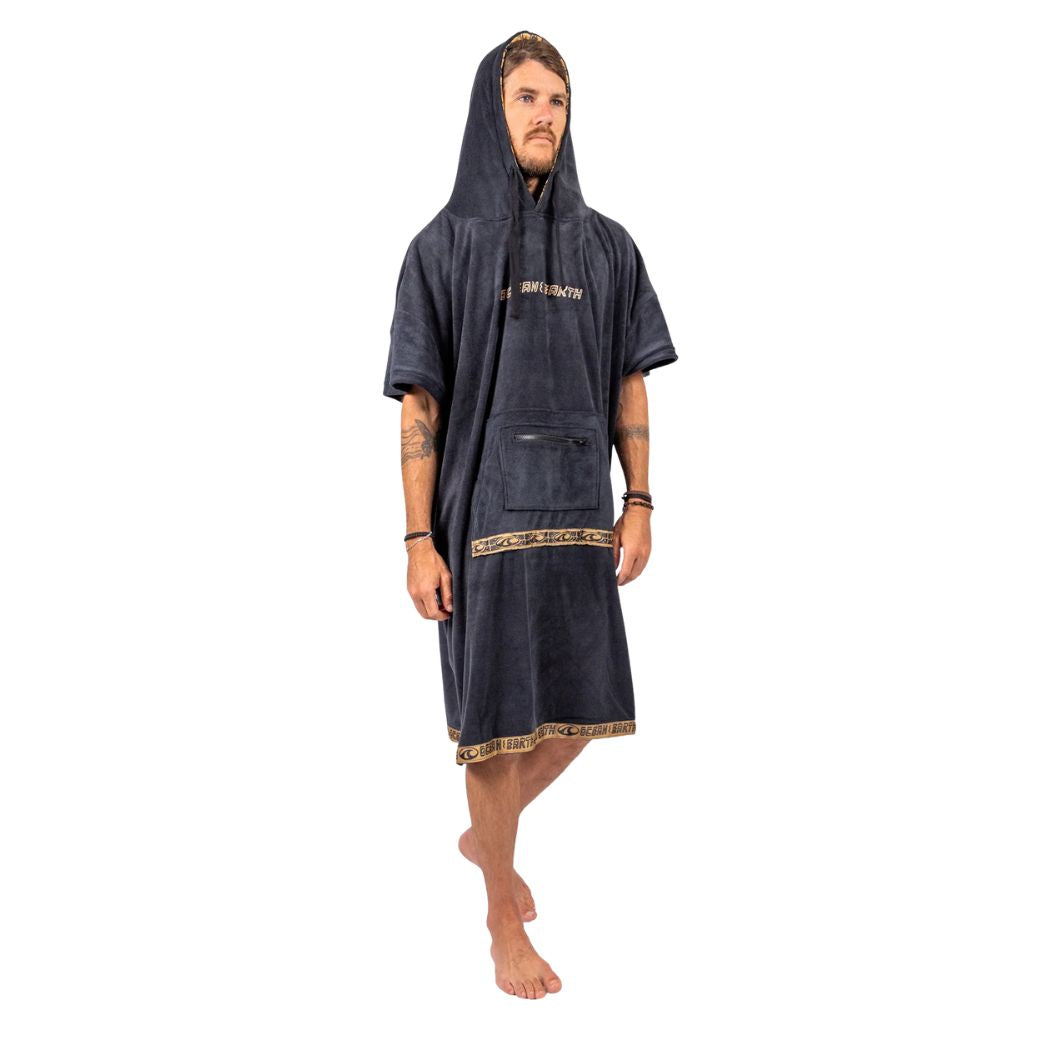 Ocean and Earth Mens Ignite Hooded Poncho Dull Black