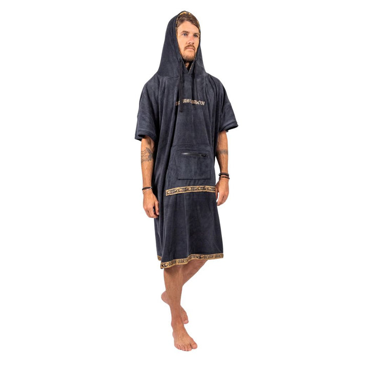Ocean and Earth Mens Ignite Hooded Poncho Dull Black