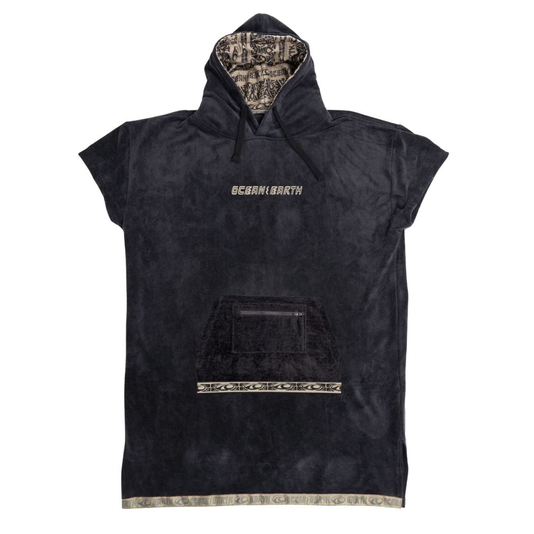 Ocean and Earth Mens Ignite Hooded Poncho Dull Black