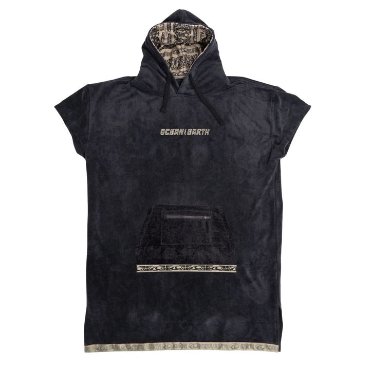 Ocean and Earth Mens Ignite Hooded Poncho Dull Black