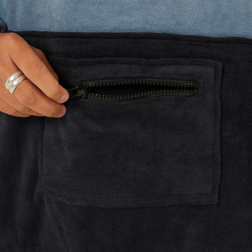 Ocean and Earth Surf Essentials Long Sleeve Hooded Poncho Petrol