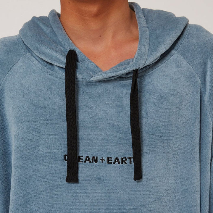 Ocean and Earth Surf Essentials Long Sleeve Hooded Poncho Petrol