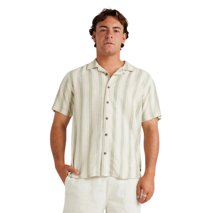 RVCA Beat Stripe Shirt Granite Green