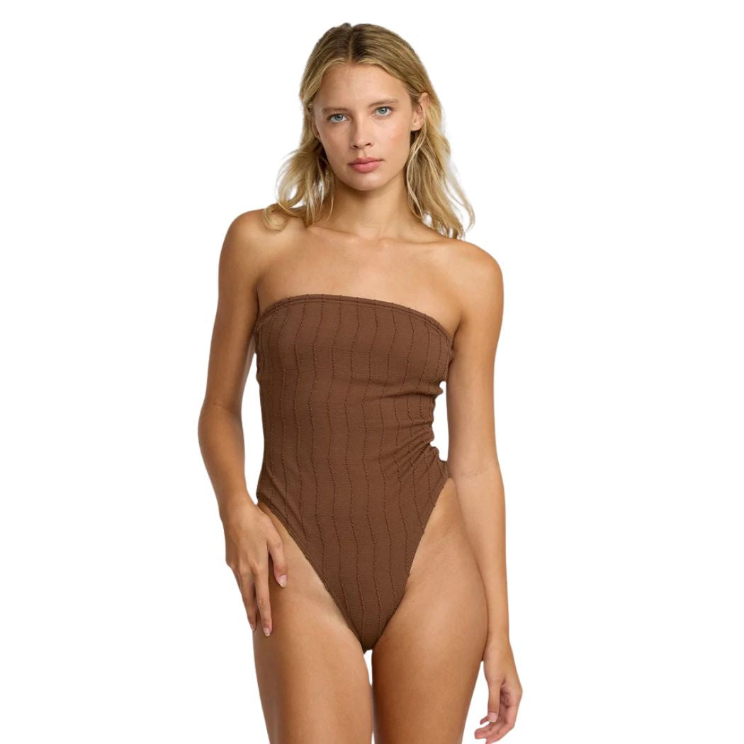 RVCA Chevy Grooves Bandeau One Piece Chocolate