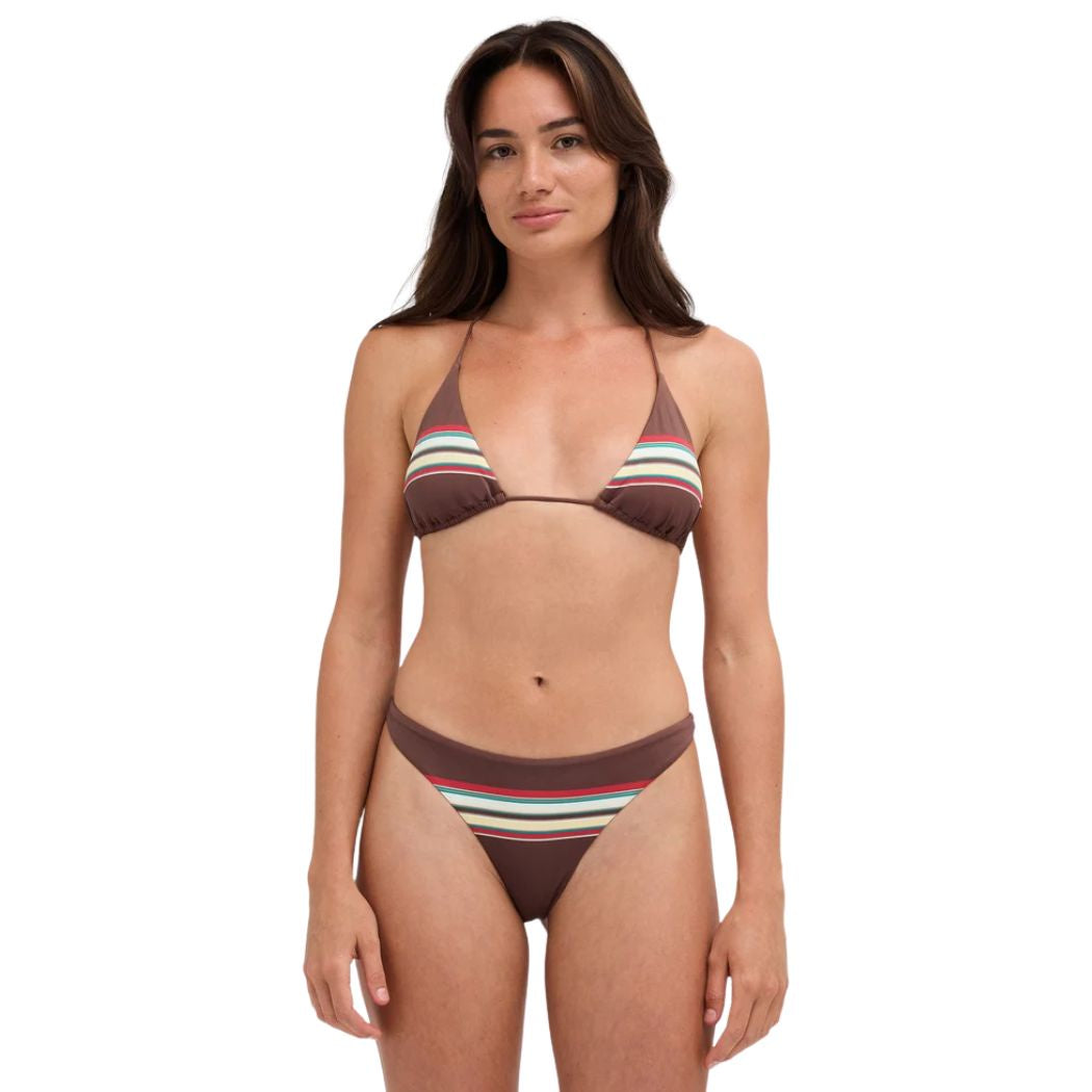 RVCA Darling Stripe Tri Bikini Top Chocolate