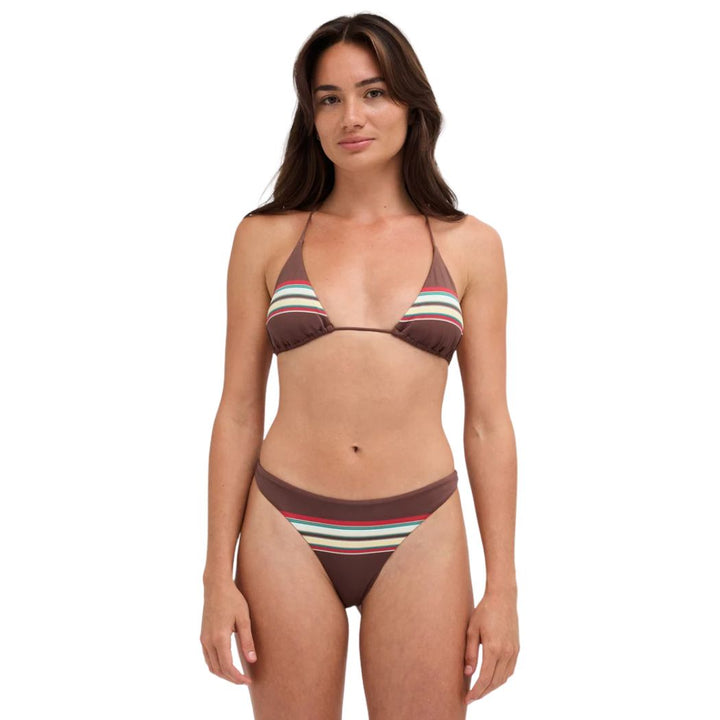 RVCA Darling Stripe Tri Bikini Top Chocolate