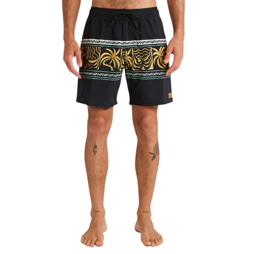 RVCA Fronds Divide Elastic Boardshort Black