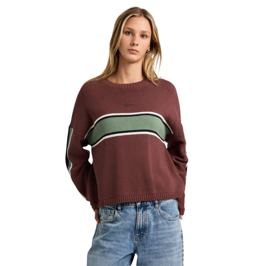 RVCA Ivy Stripe Crew Terra Brown