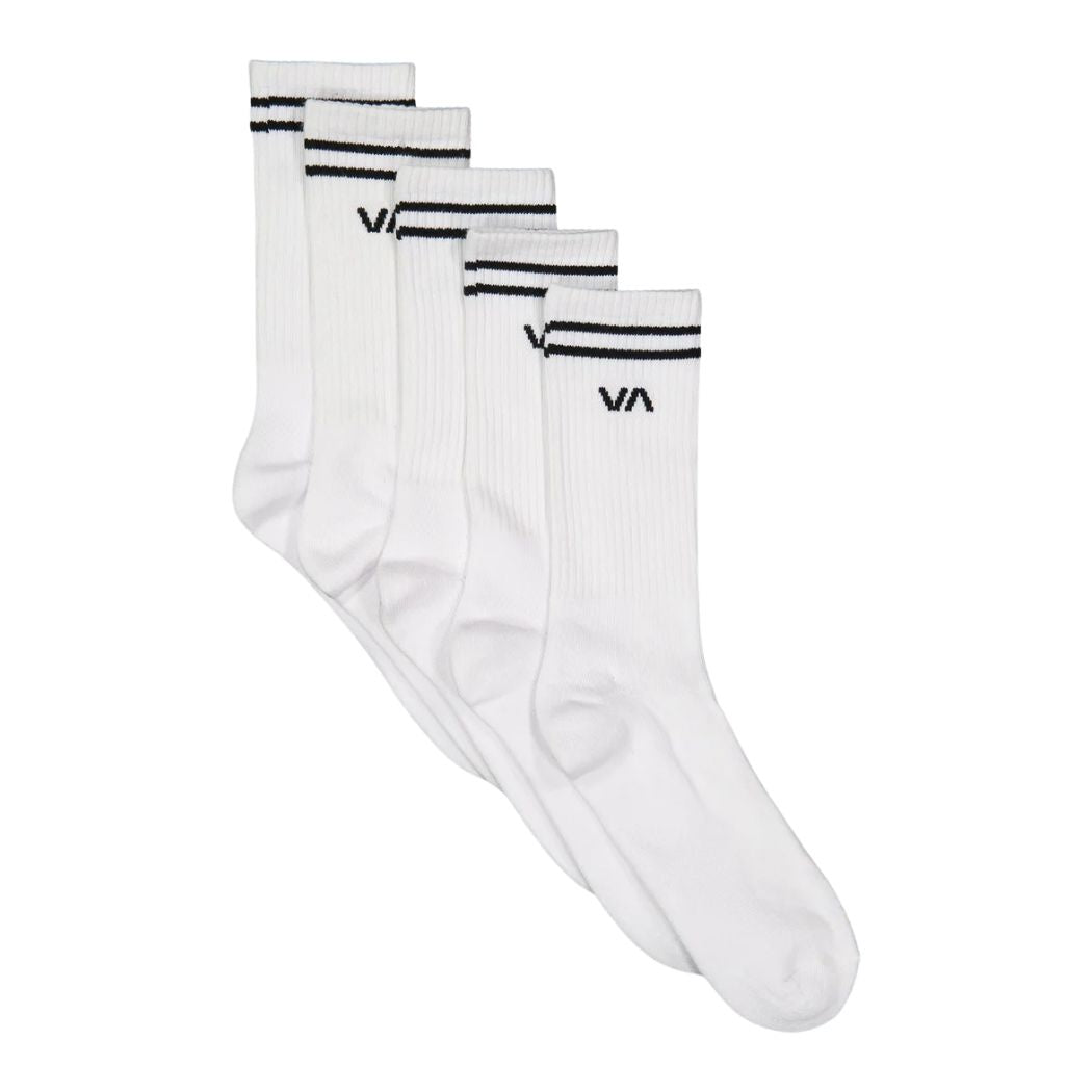 RVCA Union III Crew Socks 5 Pack White