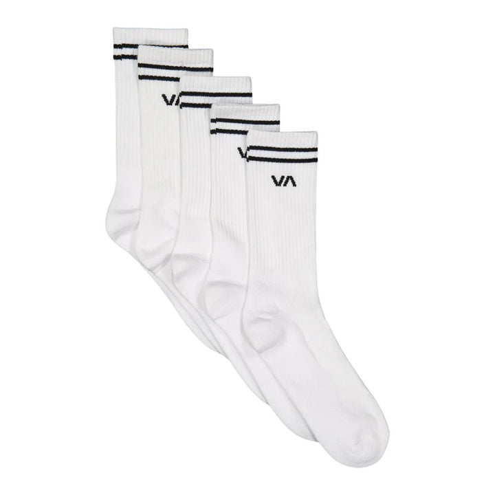 RVCA Union III Crew Socks 5 Pack White