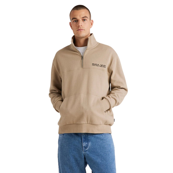 RVCA United Half Zip Crew Mushroom
