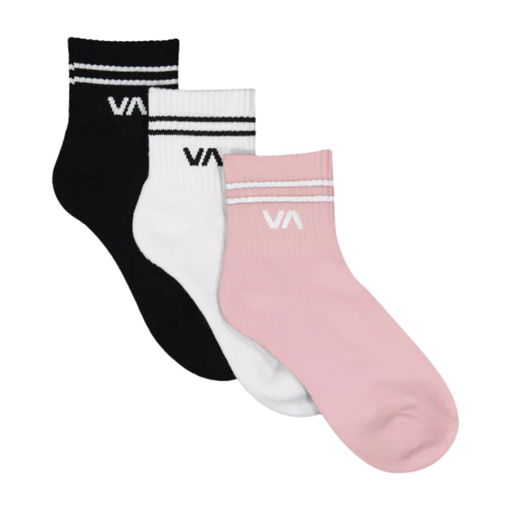 RVCA VA Mini Crew Sock 3 Pack Strawberry Cream