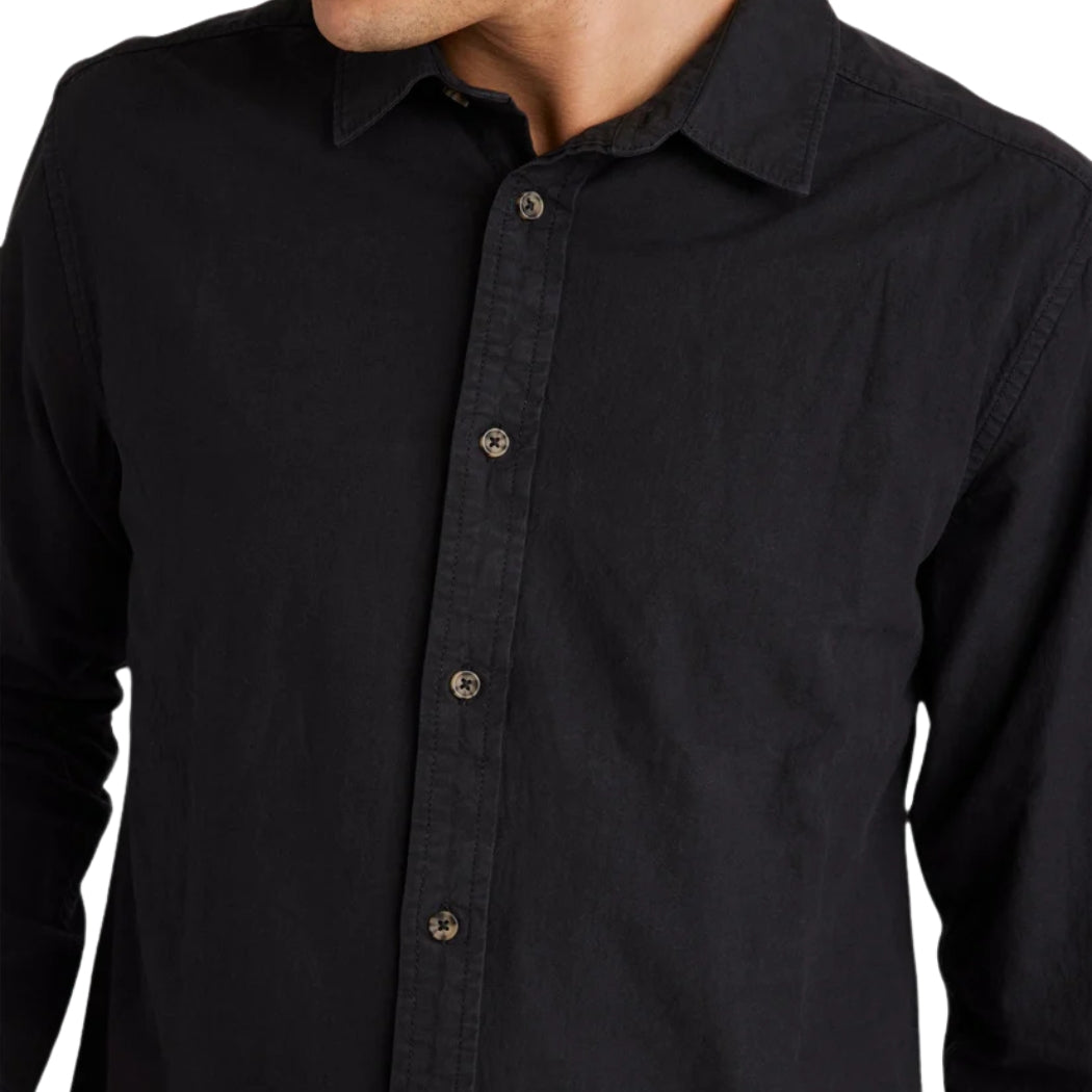 RVCA Base Linen Long Sleeve Shirt Black