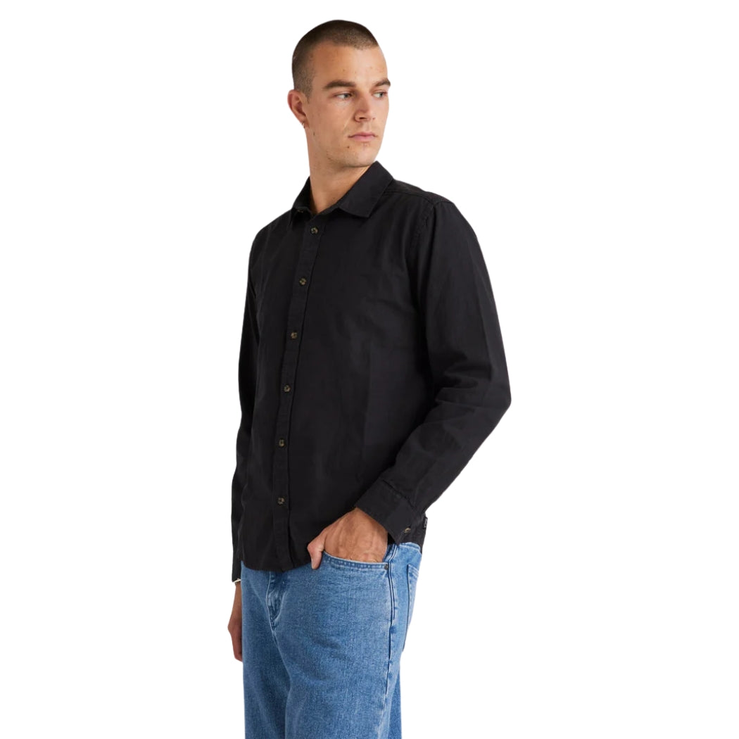 RVCA Base Linen Long Sleeve Shirt Black