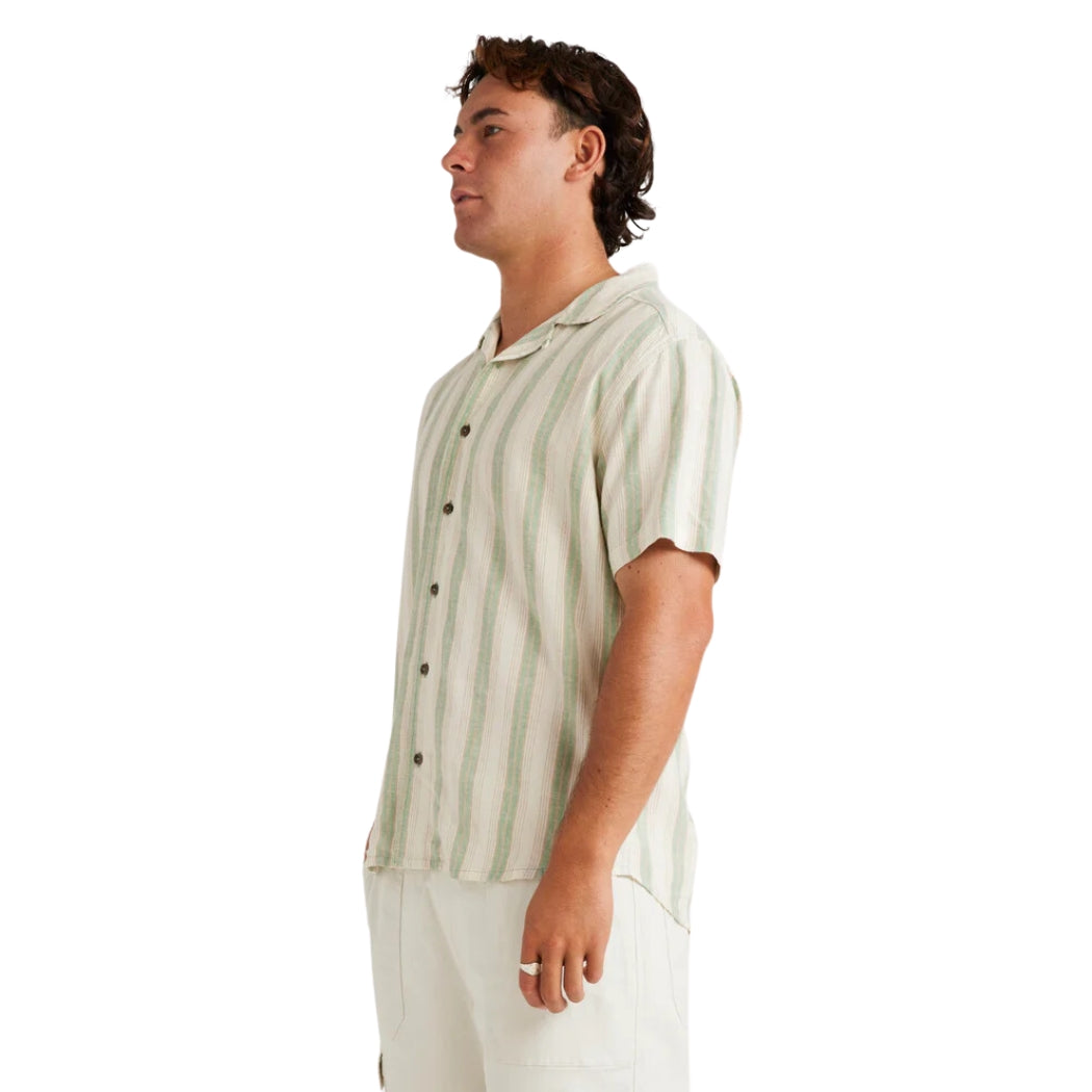 RVCA Beat Stripe Shirt Granite Green