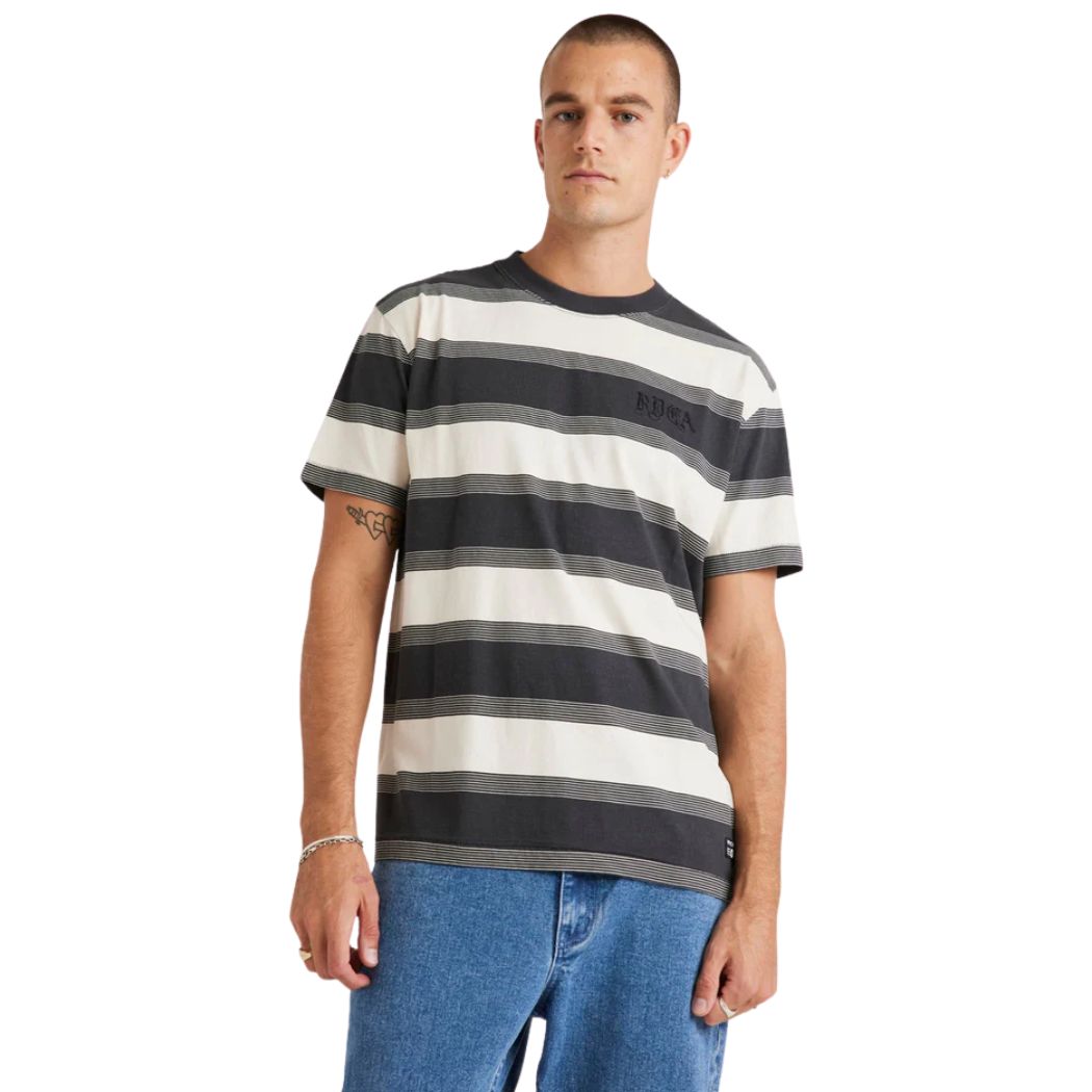 RVCA Benj Stripe Short Sleeve Tee Washed Black