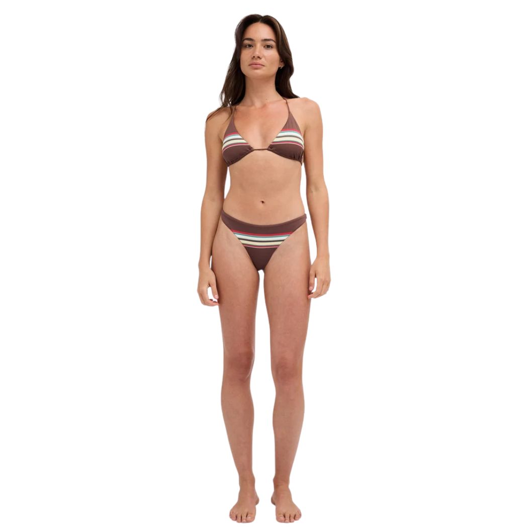 RVCA Darling Stripe Tri Bikini Top Chocolate
