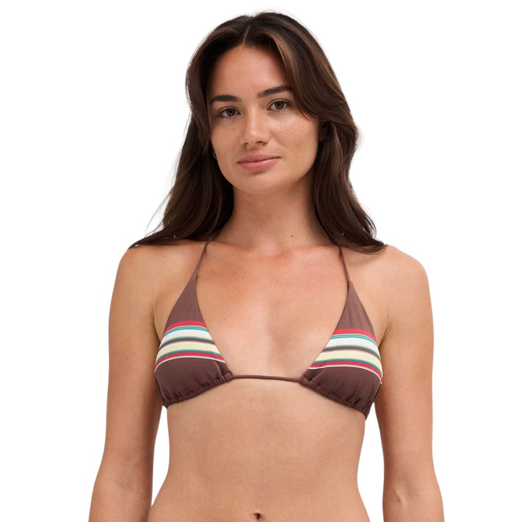 RVCA Darling Stripe Tri Bikini Top Chocolate