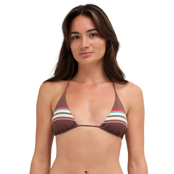 RVCA Darling Stripe Tri Bikini Top Chocolate