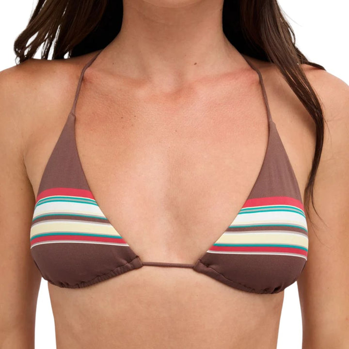 RVCA Darling Stripe Tri Bikini Top Chocolate