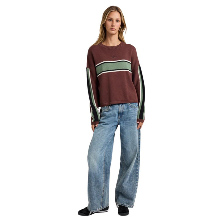 RVCA Ivy Stripe Crew Terra Brown