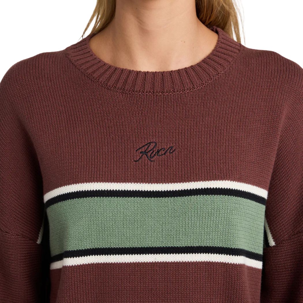 RVCA Ivy Stripe Crew Terra Brown