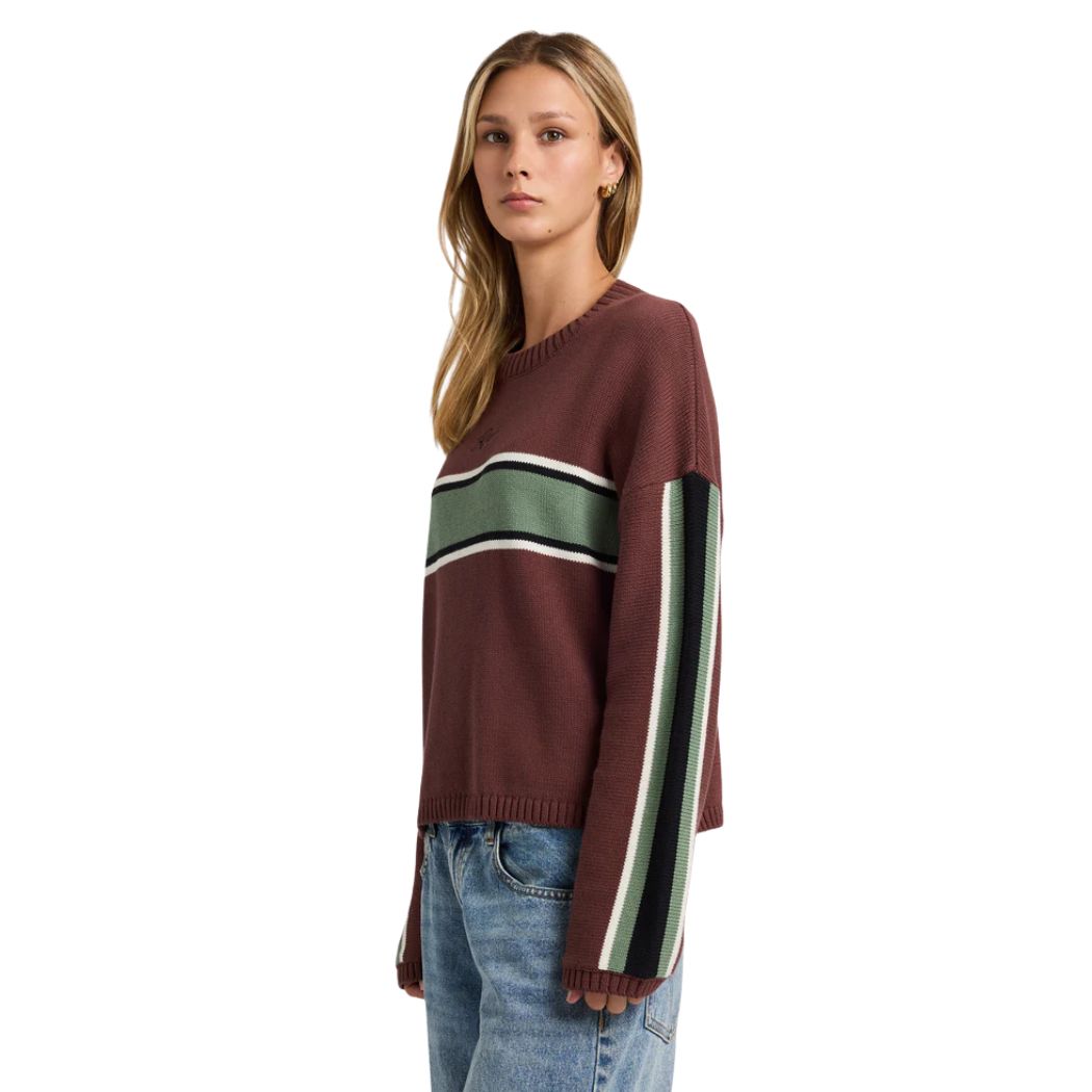 RVCA Ivy Stripe Crew Terra Brown