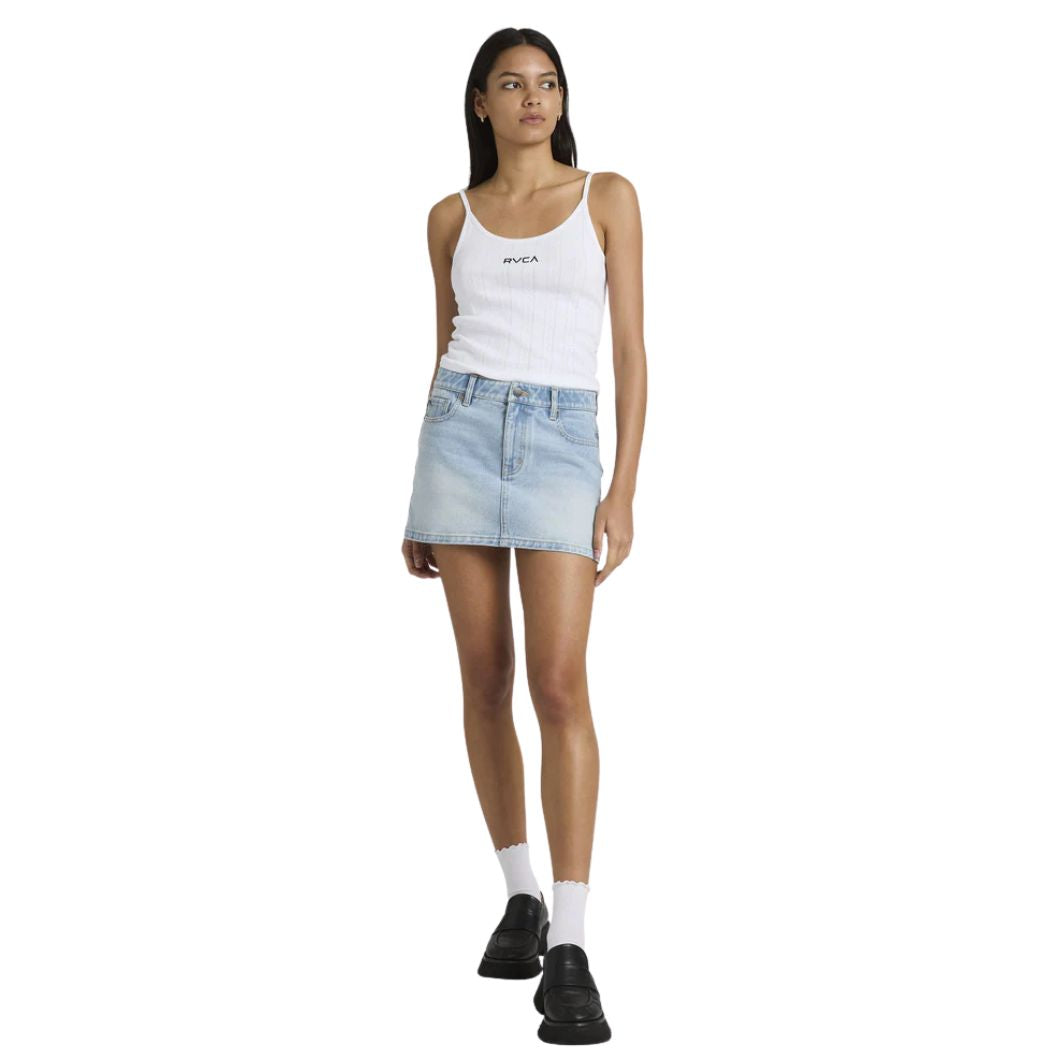 RVCA Mini Denim Skirt Bleached Indigo