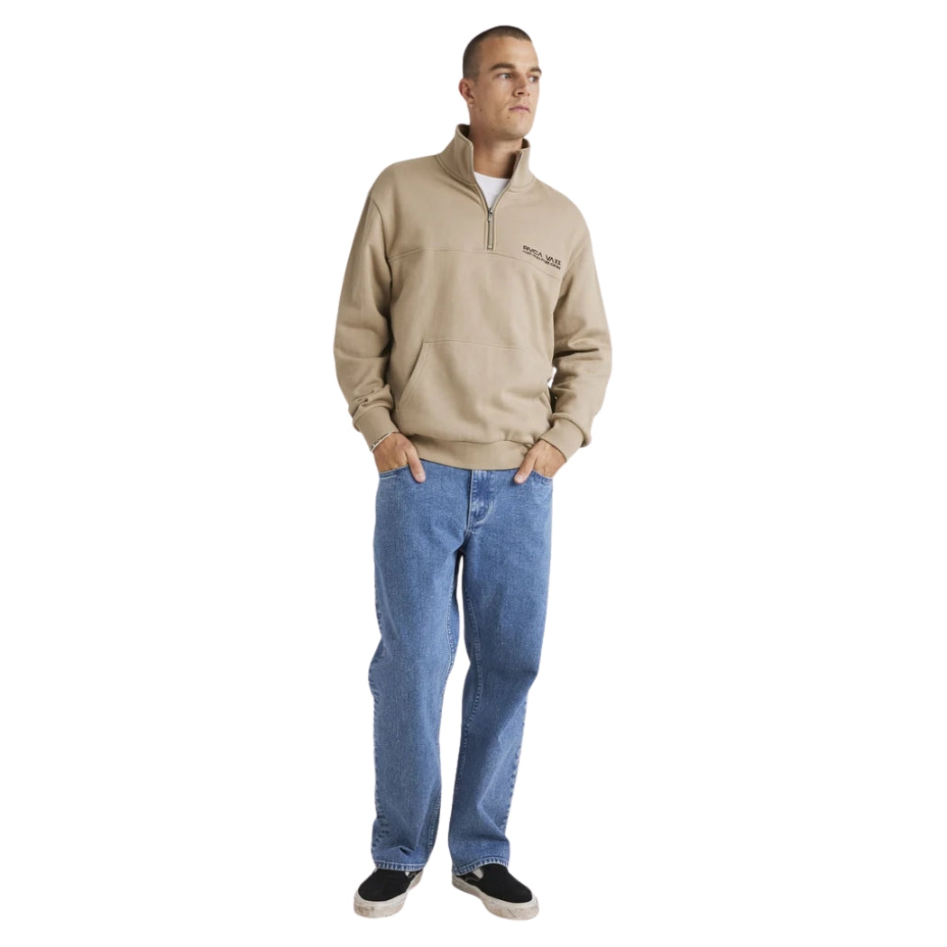 RVCA United Half Zip Crew Mushroom
