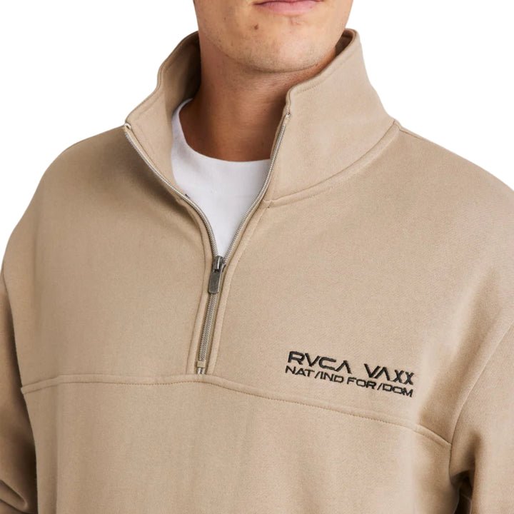 RVCA United Half Zip Crew Mushroom