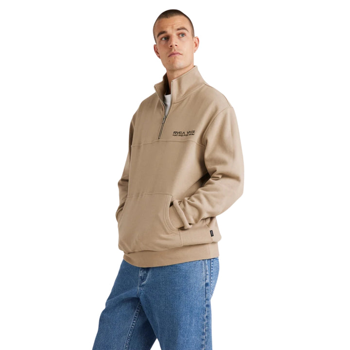 RVCA United Half Zip Crew Mushroom