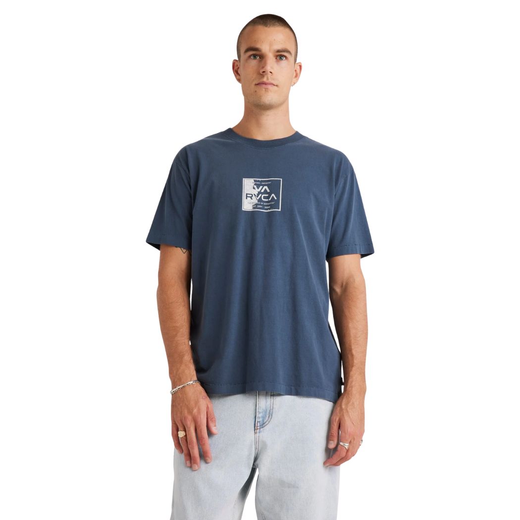 RVCA VA Torn Short Sleeve Tee Petrol Blue