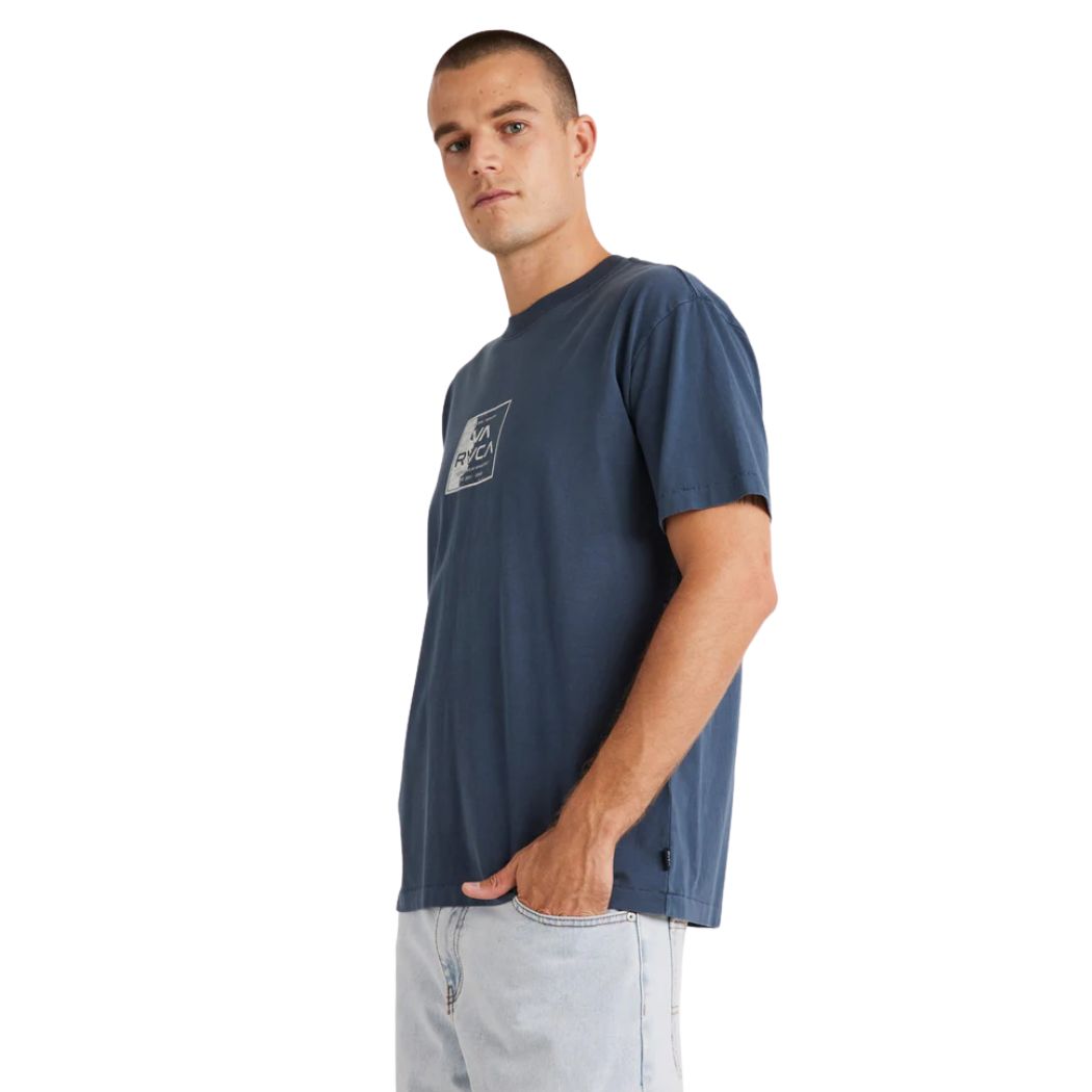 RVCA VA Torn Short Sleeve Tee Petrol Blue