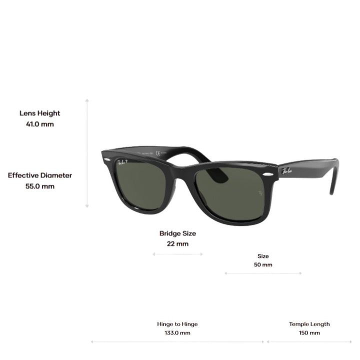 Ray Ban RB2140 Original Wayfarer Classic Black Green Polar