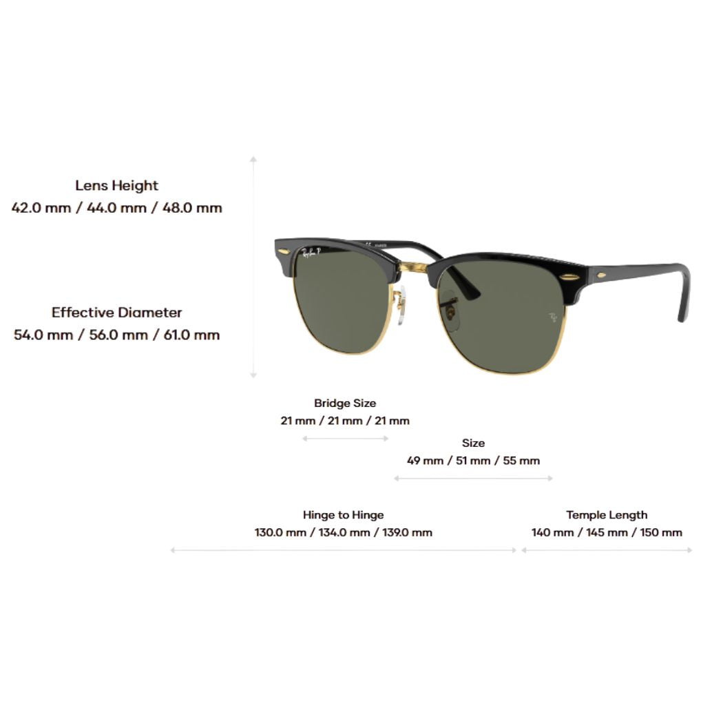 Ray Ban RB3016 Clubmaster Black G15 Green Polar 51