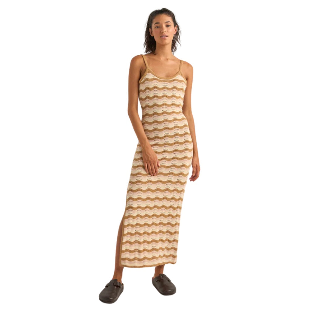 Rhythm Aries Stripe Knit Midi Dress Natural