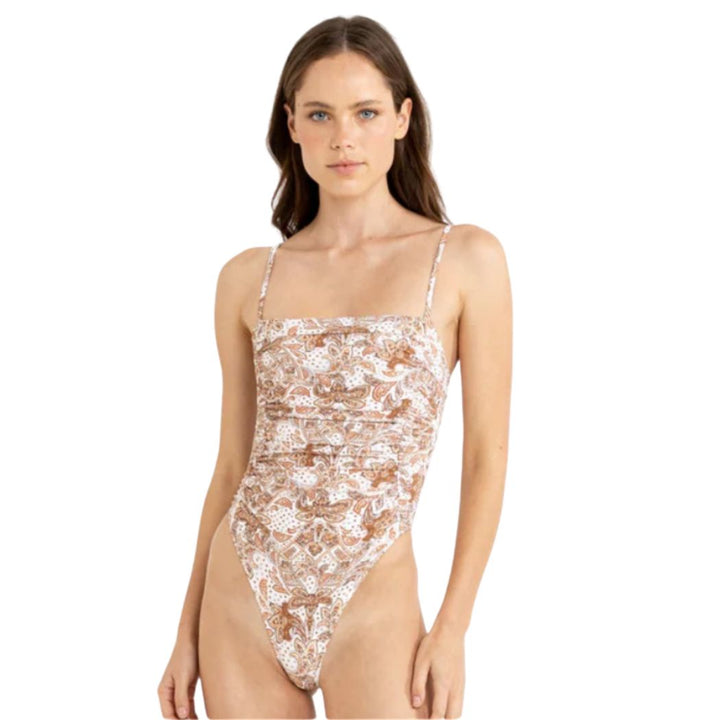 Rhythm Impala Paisley Scrunched Side One Piece Natural
