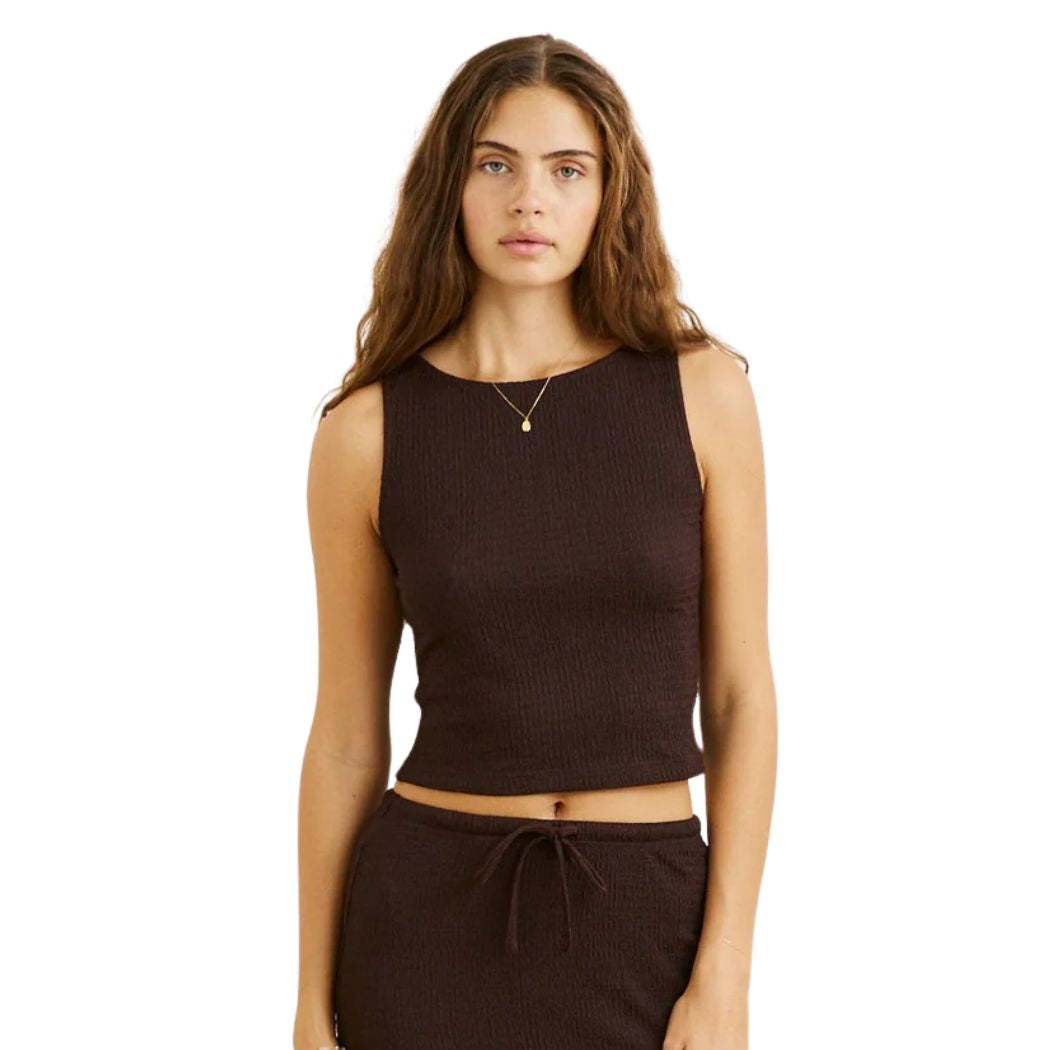 Rhythm Indie High Neck Tank Chocolate