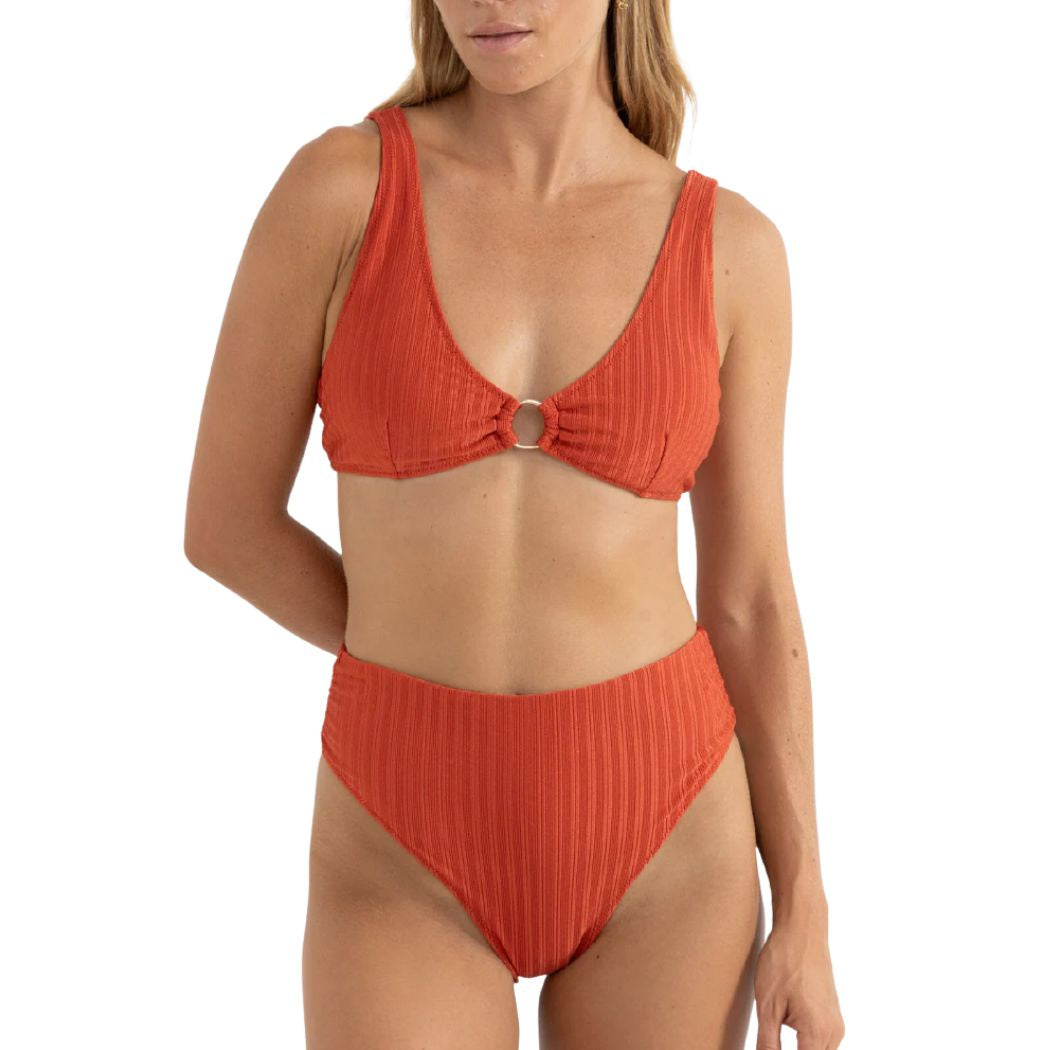 Rhythm Pacific Rib Gathered Hi Waist Pant Fire