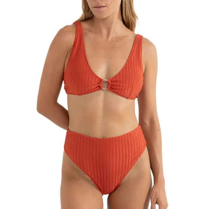 Rhythm Pacific Rib Gathered Hi Waist Pant Fire