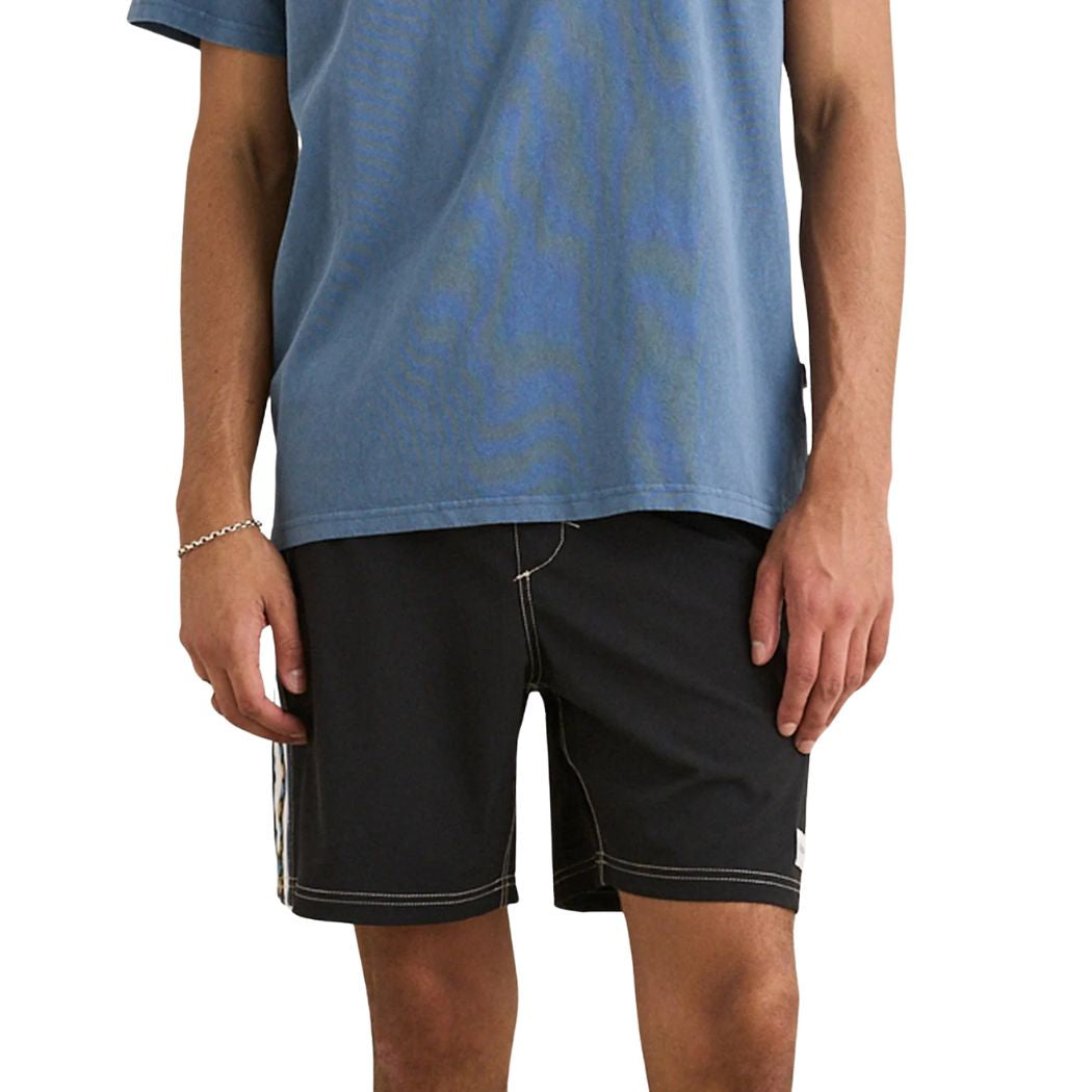 Rhythm Panel Stripe Beach Short Black