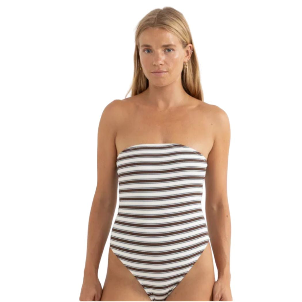 Rhythm Tami Stripe Strapless One Piece Chocolate
