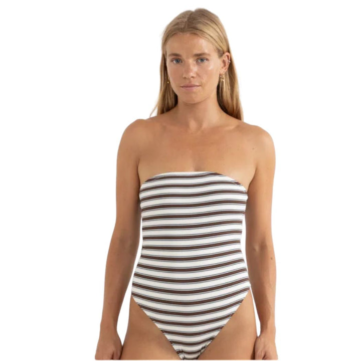 Rhythm Tami Stripe Strapless One Piece Chocolate