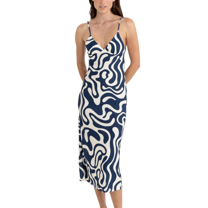 Rhythm Waverly Bias Cut Midi Dress Ink
