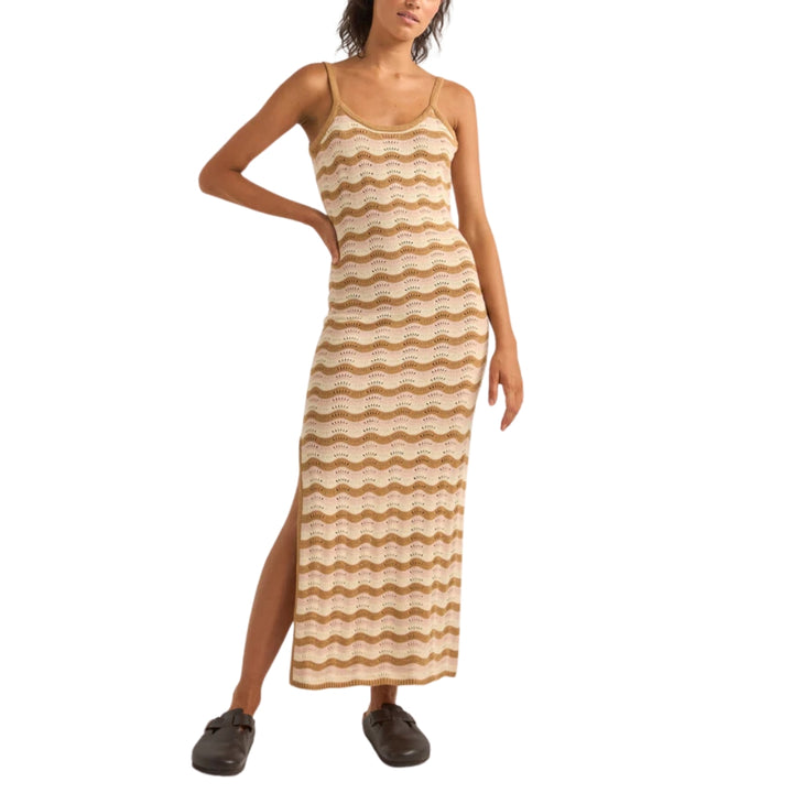 Rhythm Aries Stripe Knit Midi Dress Natural