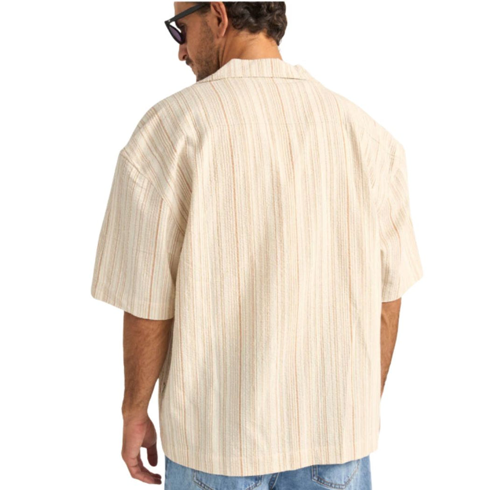 Rhythm Benny Relaxed Stripe Short Sleeve Shirt Cream