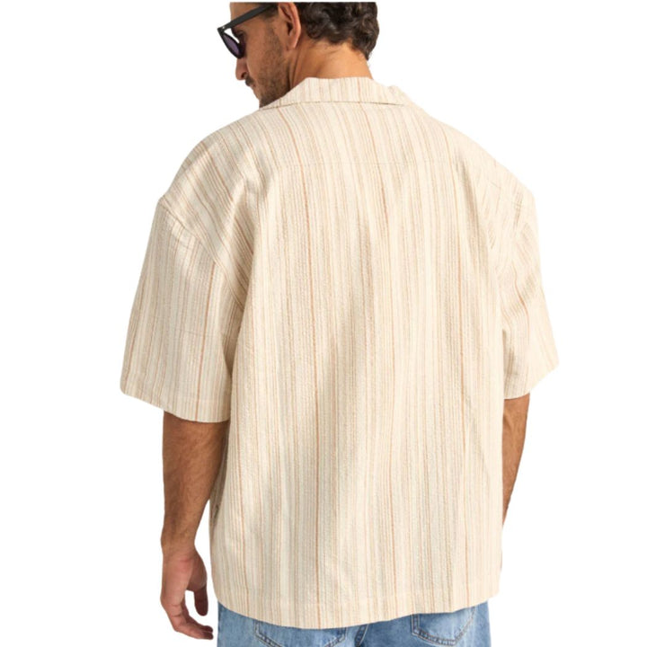 Rhythm Benny Relaxed Stripe Short Sleeve Shirt Cream