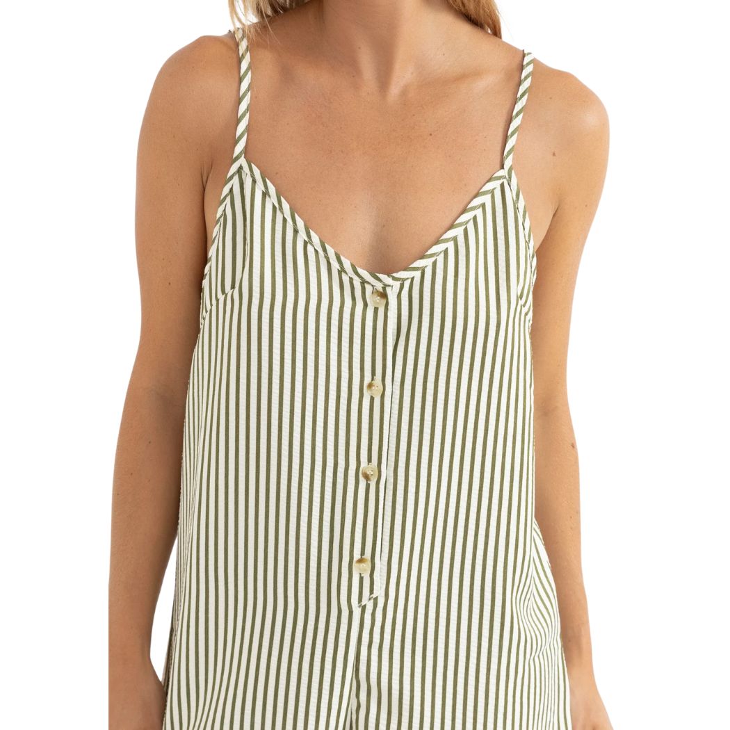 Rhythm Cove Stripe Adjustable Romper Aloe