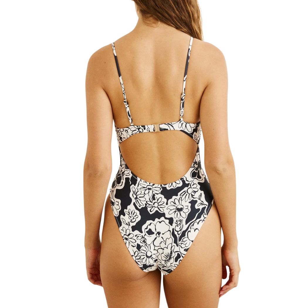 Rhythm Georgia Floral Tie Front One Piece Cream